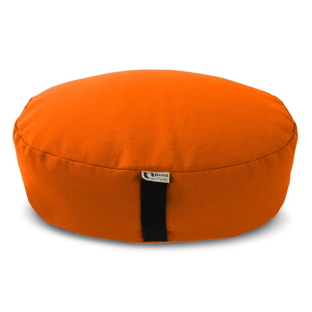 Bean's ZAFU - Meditation Floor Cushion - Round Earth Cotton Zen Yoga Pillow - Tibetan Style for Mindful Kneeling Prayer Seat - Made in USA - US Organic Buckwheat Hulls - Comfort Calm Contemplate