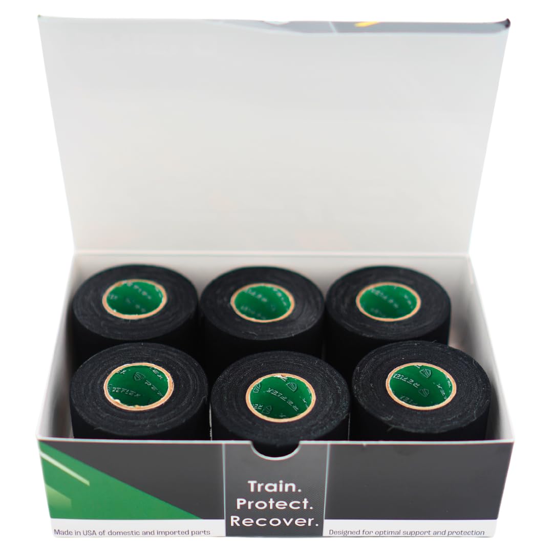 Shield Reflex | Stretch Athletic Tape, Tear by Hand, Made in USA, Thin, Flexible, Elastic Sports Tape, Spatting Football Tape 6 Pack (Midnight Blue, 2 Inch)