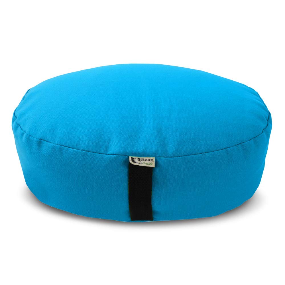 Bean's ZAFU - Meditation Floor Cushion - Round Earth Cotton Zen Yoga Pillow - Tibetan Style for Mindful Kneeling Prayer Seat - Made in USA - US Organic Buckwheat Hulls - Comfort Calm Contemplate
