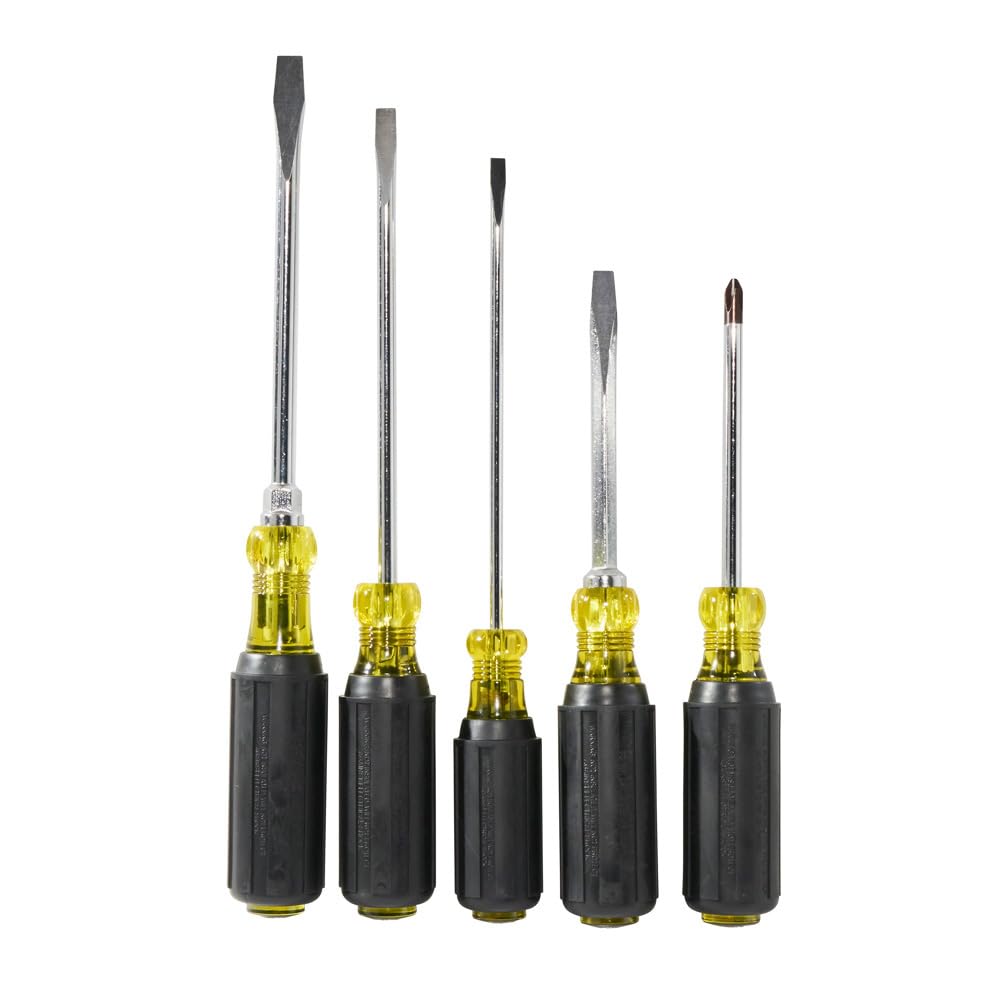 Klein Tools 85076 Screwdriver Set, Made in USA, Slotted and Phillips Screwdrivers with Non-Slip Cushion-Grip Handles and Tip-Ident, 7-Piece