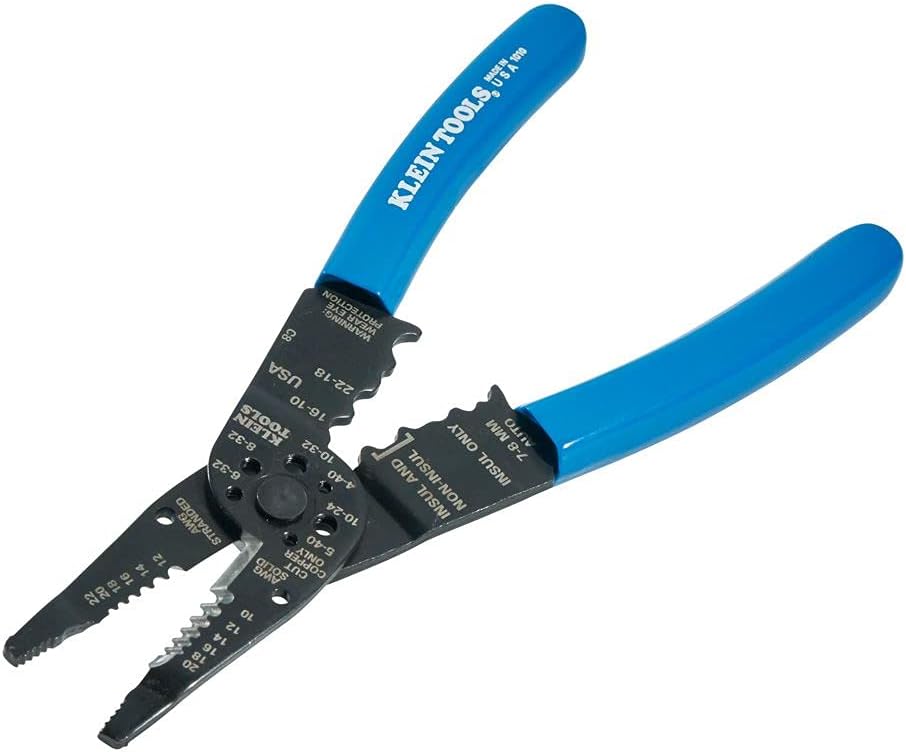 Klein Tools 1010 Multi Tool Long Nose Wire Cutter, Made in USA, Wire Crimper, Stripper and Bolt Cutter Multi-Purpose Electrician Tool, 8-Inch Long