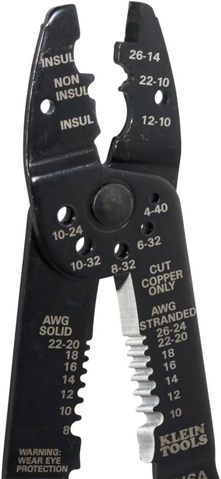 Klein Tools 1001 Multi Tool, Made in USA, Wire Stripper, Wire Cutters, Crimper Tool for 8-22 AWG, Multi-Purpose Electrician Tool is 8.5-Inch Long