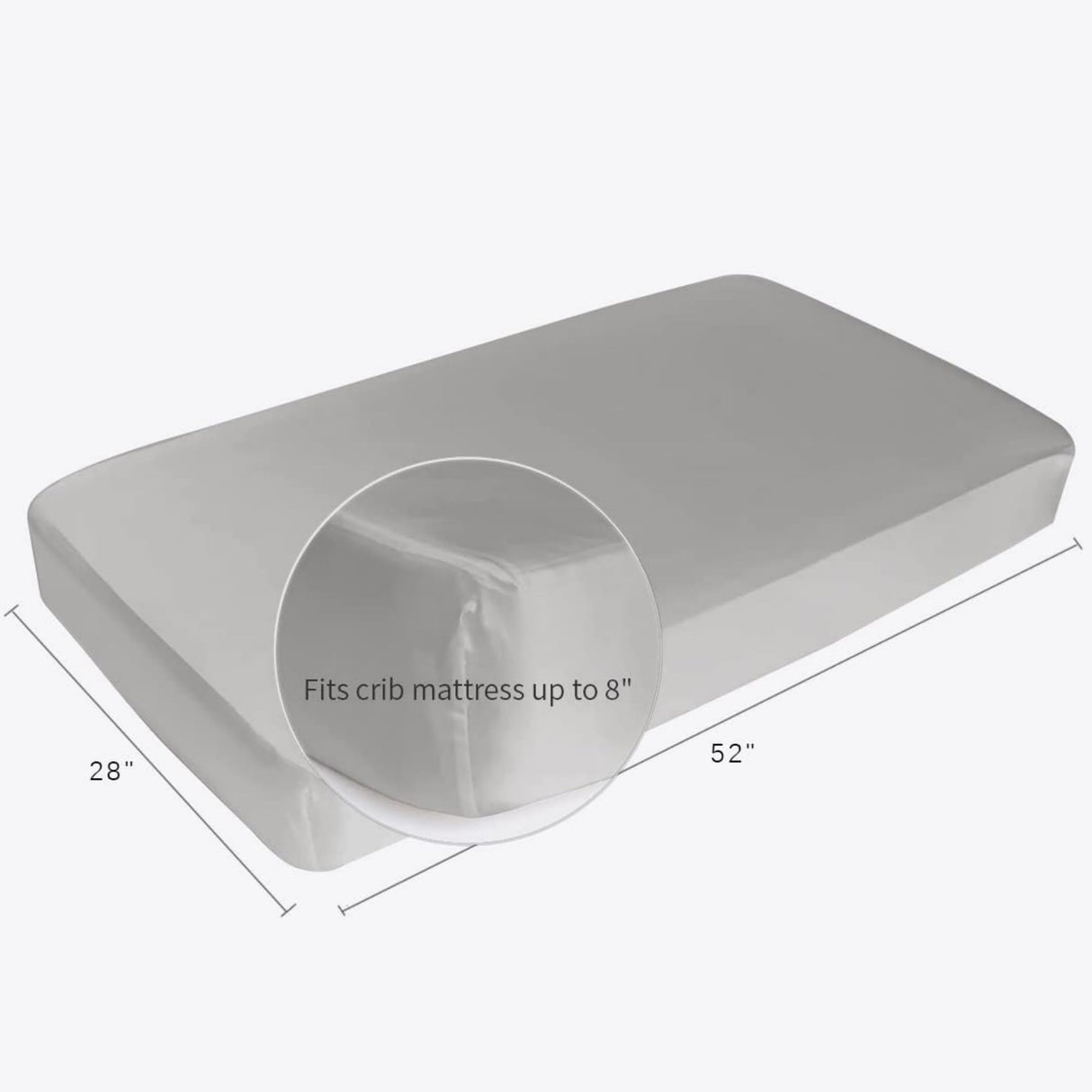 100% Mulberry Silk Crib Sheets for Baby Toddler Hair, Made in USA, Pure 22 Momme Organic Silk Boy Girl Fitted Crib Bed Sheet, Mini Crib Mattress Sheet, Soft Silk Crib Cover, Hypoallergenic (Blue Grey)