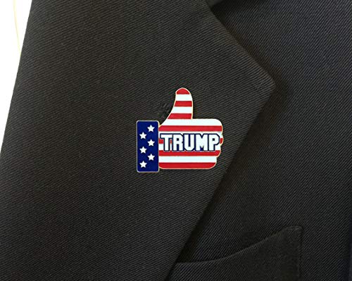 Donald Trump Thumbs Up Pin - Made in USA - President Trump Gift, Metal Enamel Button on American Flag