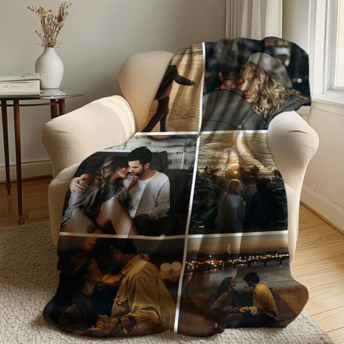 Ships Next Day,Custom Blanket with Picture Made in USA,Personalized Photo Blanket for Family Anniversary Christmas Birthday Halloween Valentines