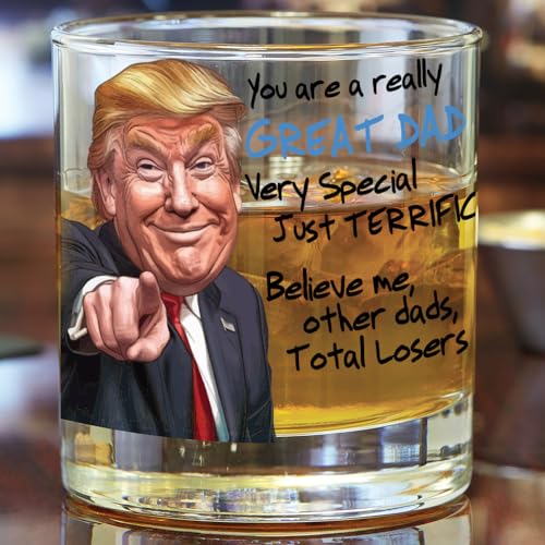 Funny Novelty Glass for Dad - Donald Trump Father's Day Beer, Whiskey, or Can Glass Gift, Funny Fatherโs Day Gift for Husband, Father, or Stepfather - Trump Stuff Maga Merch (101-15193-D, PINT)