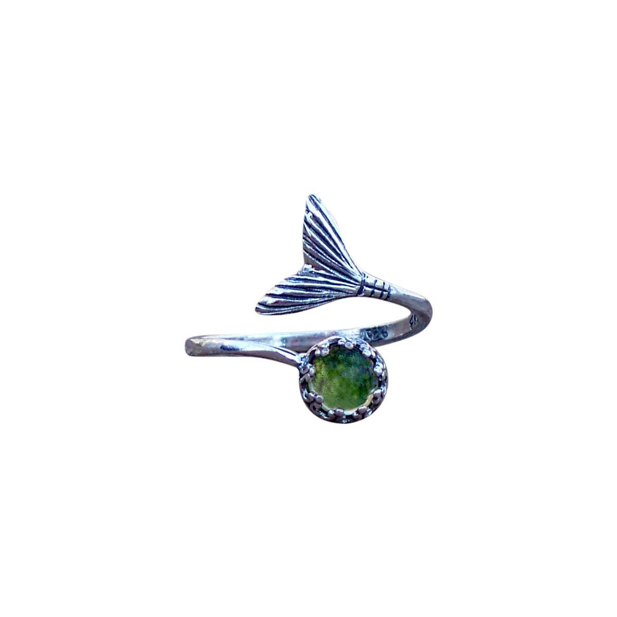 Bottled Up Designs Handmade Mermaid Adjustable Ring, Recycled Bottle Glass, Sterling Silver, Eco Friendly, Made in USA, Birthday Gifts, Mothers Day, Women, Anniversary (Mason Jar Aqua)