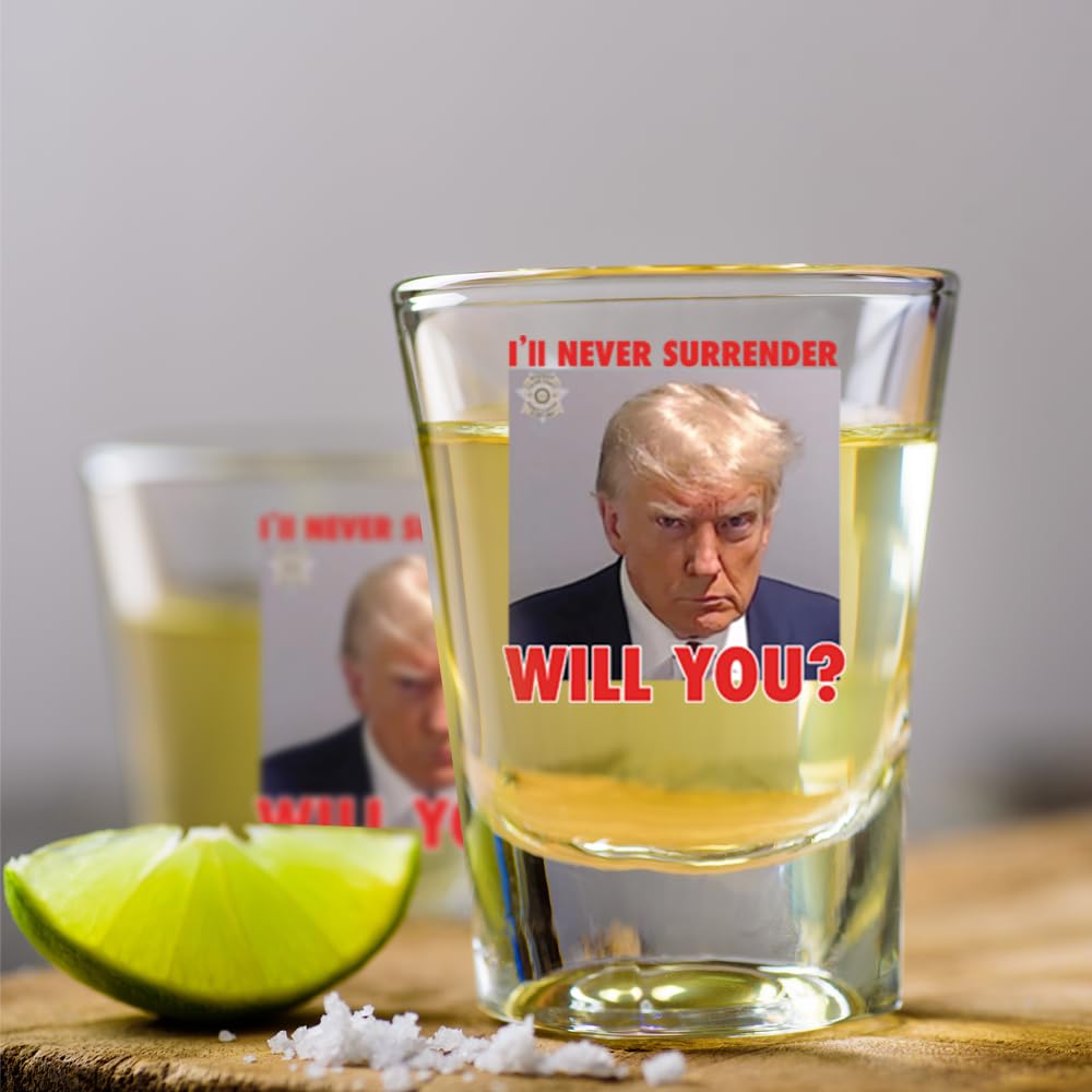 Trump Mugshot Shot Glass | Trump Lovers Gift | Gift for Him - Set of 4 (2 oz)