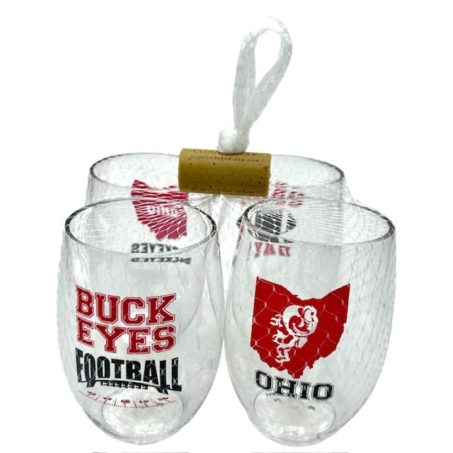 Set of 4 Shatterproof CUSTOM 16 oz Plastic Wine Glasses MADE in the USA (CHRISTMAS NUTCRAKERS)