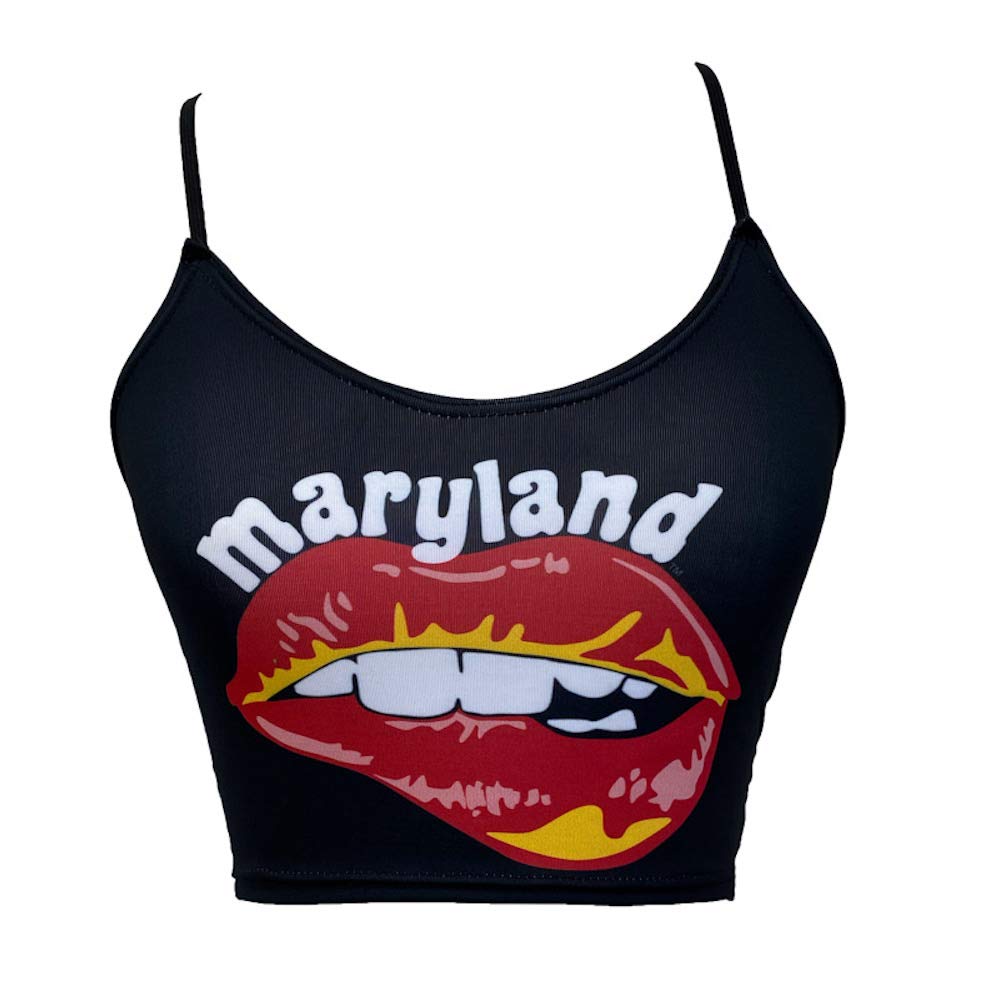 Lojobands Women's Tailgate Outfit College Spaghetti Tank Top Crop Top Made in USA One Size Fits Most