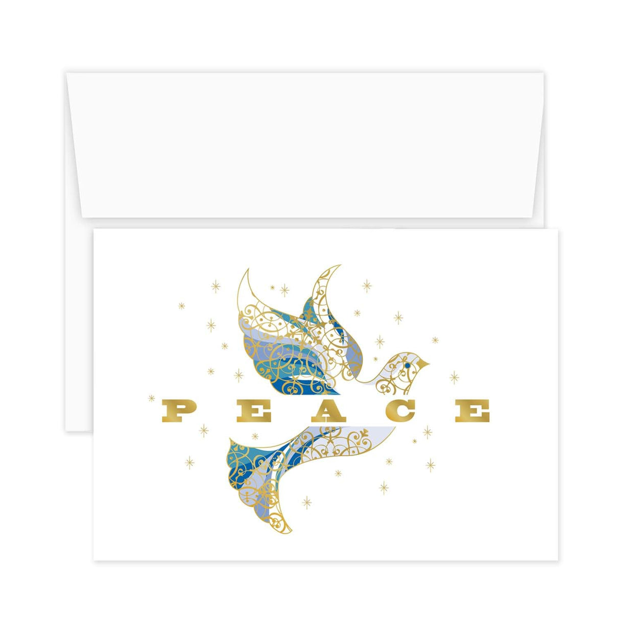Masterpiece Sparkling Santa Christmas Cards / 16 Festive Holiday Cards Set With White Envelopes / 5 5/8" x 7 7/8" Winter Gold Foil Greeting Cards With Inside Verse/Made In The USA