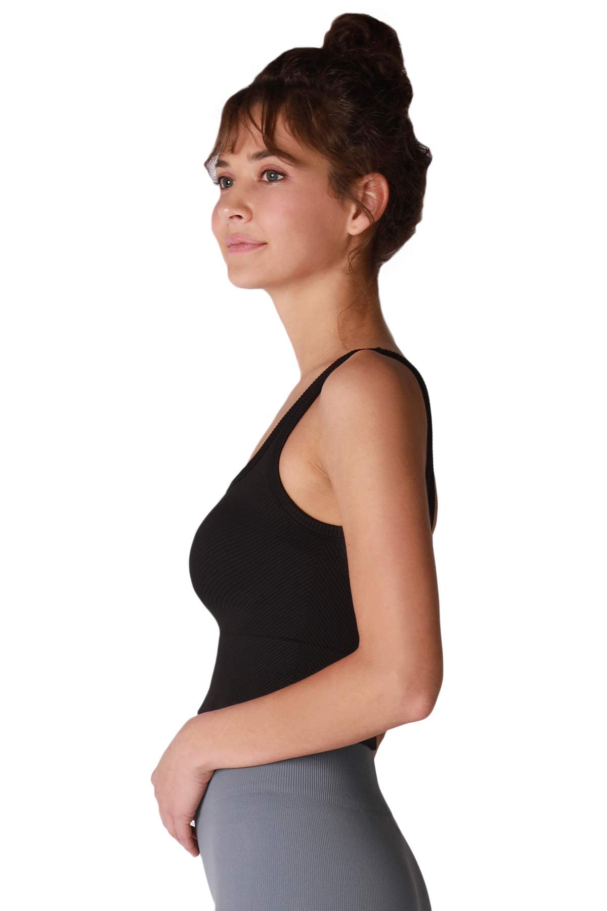 NIKIBIKI Women Seamless Chevron Ribbed Crop Top, Made in U.S.A, One Size