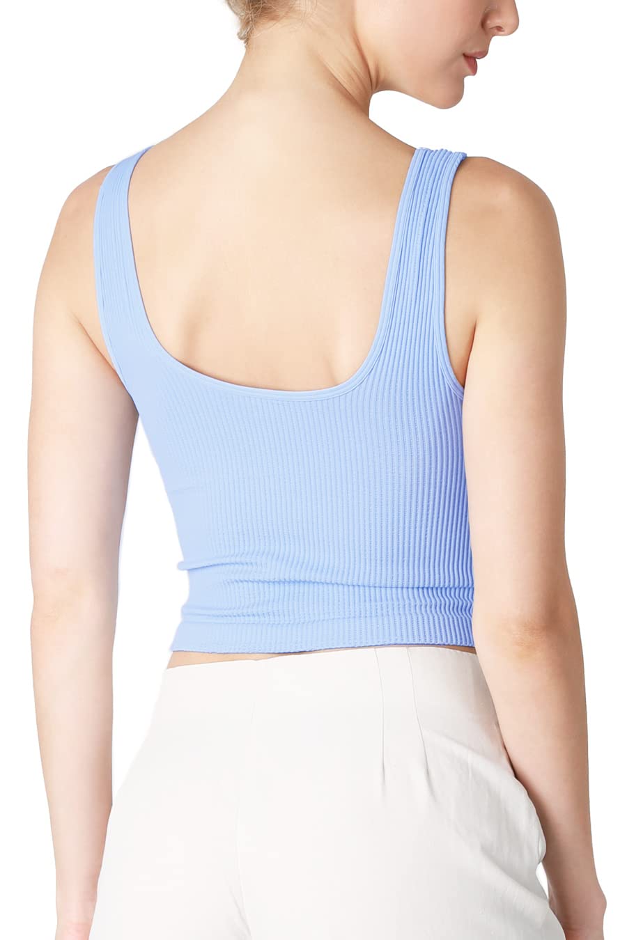 NIKIBIKI Women Seamless Reversible Ribbed Crop Top, Made in U.S.A, One Size