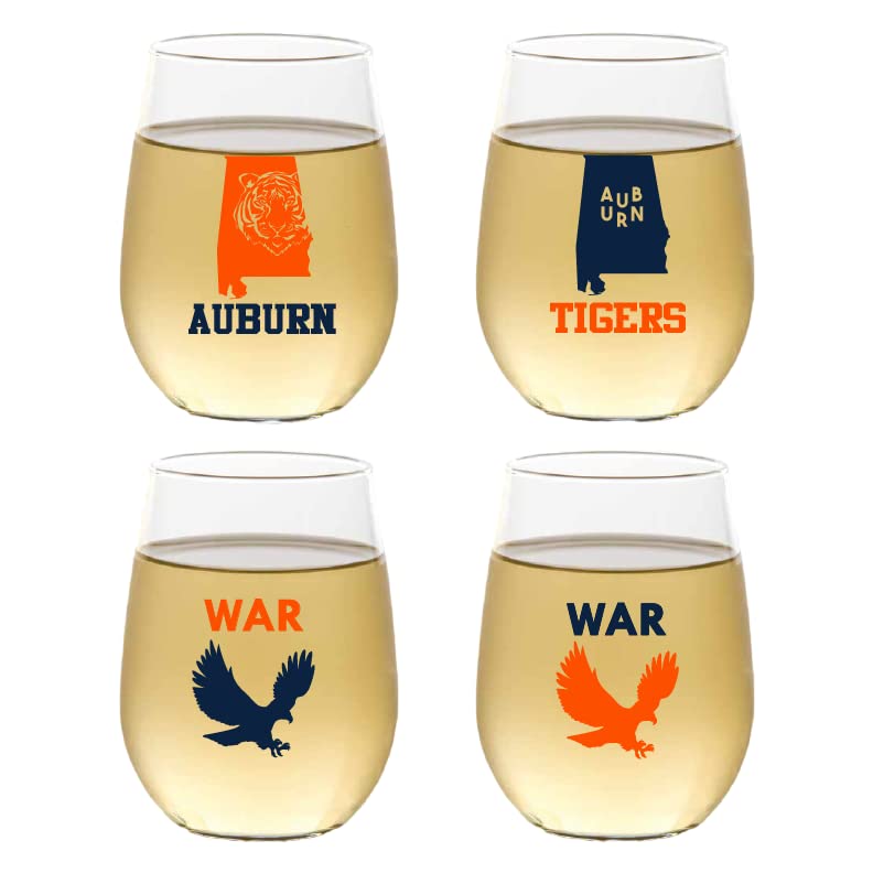 Set of 4 Shatterproof Designer 16 oz Plastic Wine Glasses MADE in the USA (CHRISTMAS)