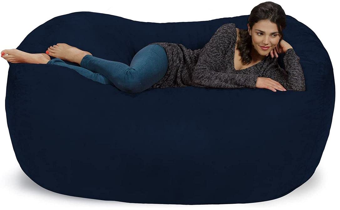 Chill Sack Bean Bag Chair: Huge 6' Memory Foam Furniture Bag and Large Lounger - Big Sofa with Soft Micro Fiber Cover - Red Furry