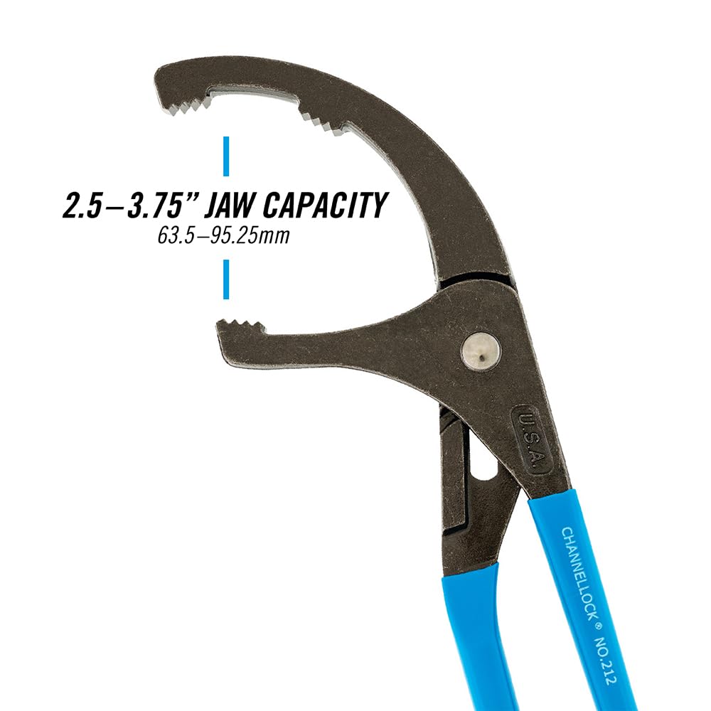 CHANNELLOCK 209 9-inch Oil Filter/PVC Pliers | Made in USA | 1.75 to 3-inch Jaw Capacity | Forged High Carbon Steel | Ideal for Engine Oil Filters, Conduit, and Fittings