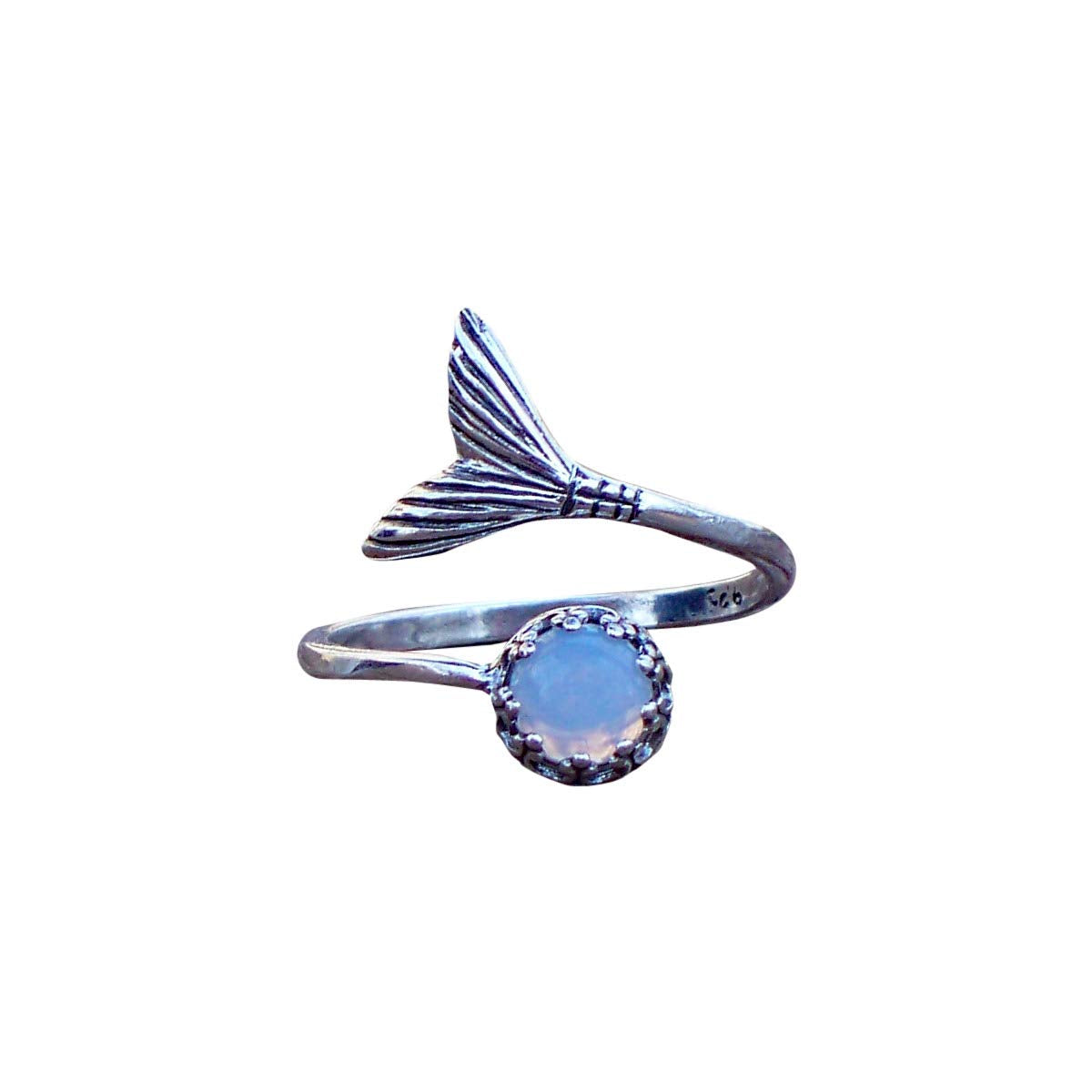 Bottled Up Designs Handmade Mermaid Adjustable Ring, Recycled Bottle Glass, Sterling Silver, Eco Friendly, Made in USA, Birthday Gifts, Mothers Day, Women, Anniversary (Mason Jar Aqua)