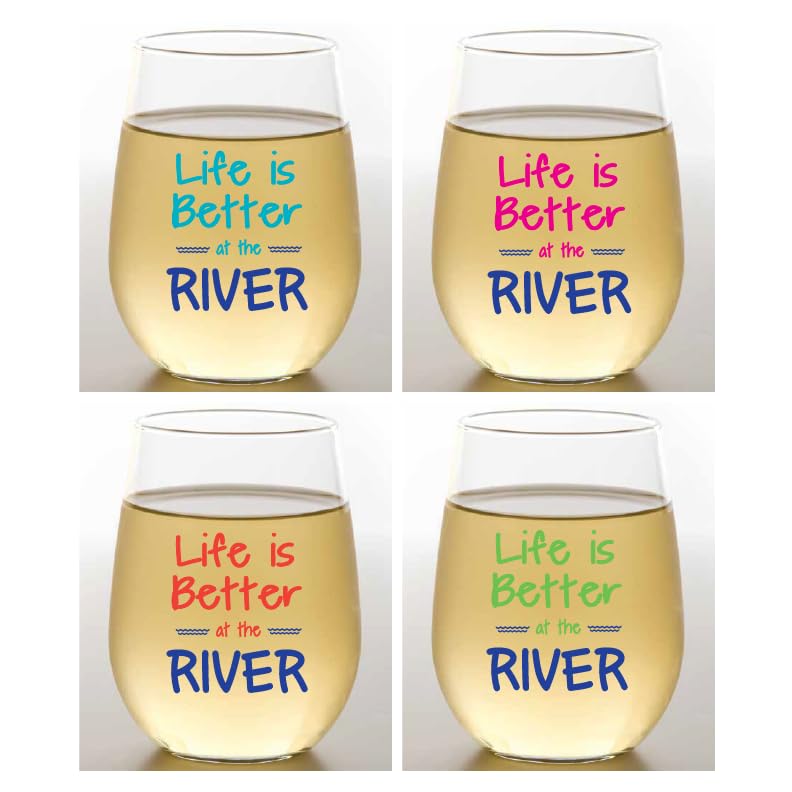 Set of 4 Shatterproof Designer 16 oz Plastic Wine Glasses MADE in the USA (CHRISTMAS)