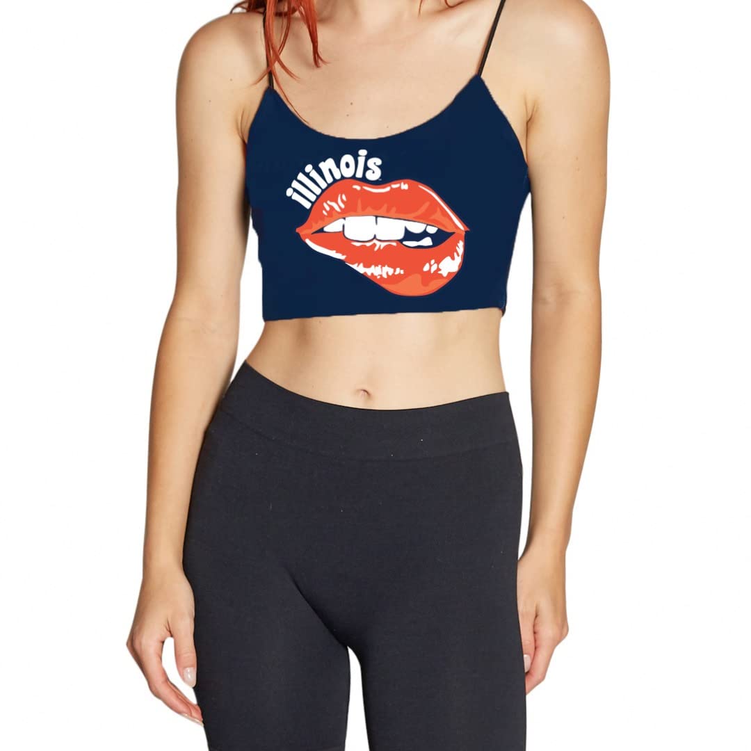 Lojobands Women's Tailgate Outfit College Spaghetti Tank Top Crop Top Made in USA One Size Fits Most