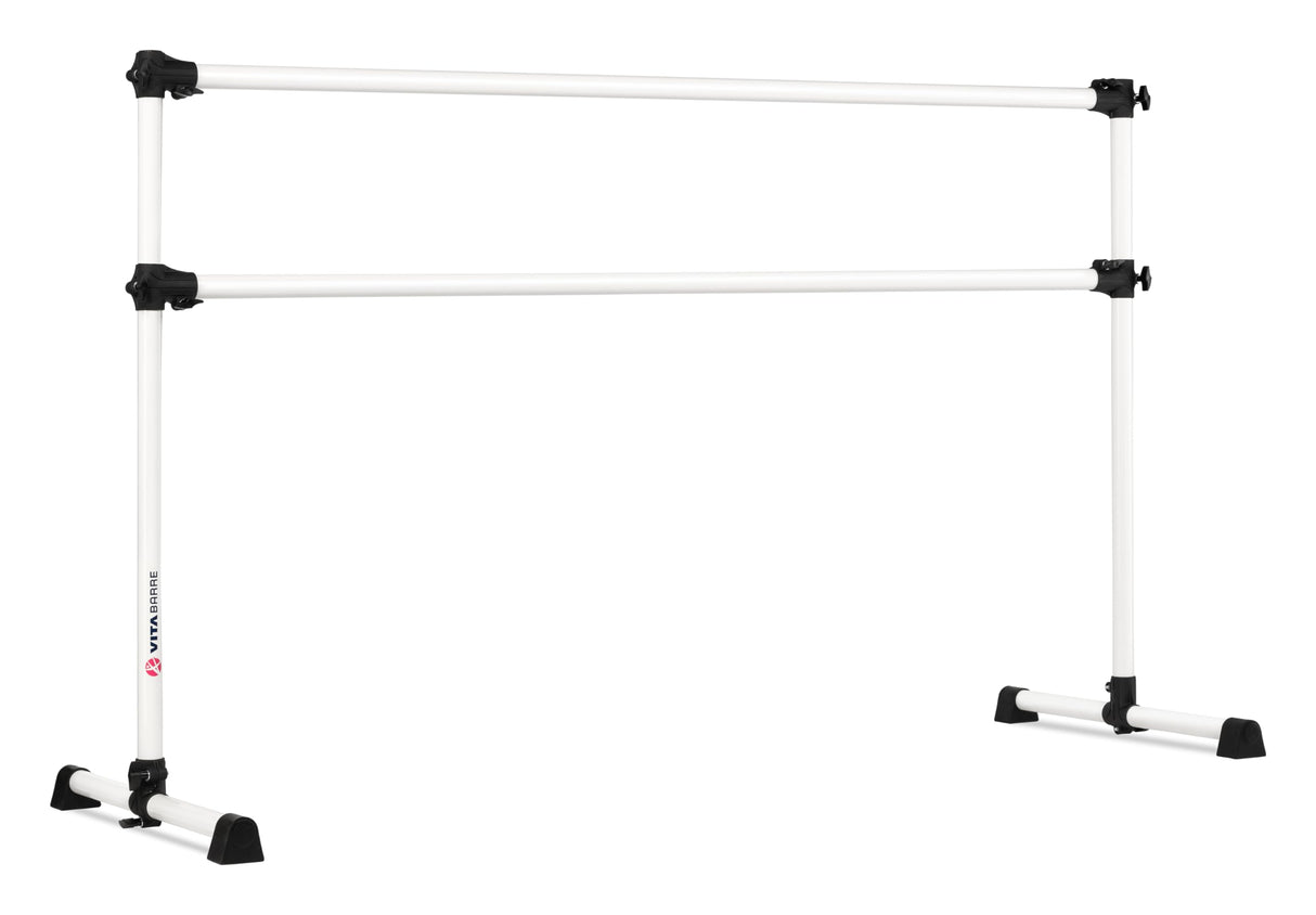 VITA Barre Portable Freestanding Double Ballet Barre, Prodigy, 6 Ft Bars, White | Adjustable Height, USA Made, Home or Gym Exercise Equipment for Kids & Adults | Dance, Fitness, Pilates