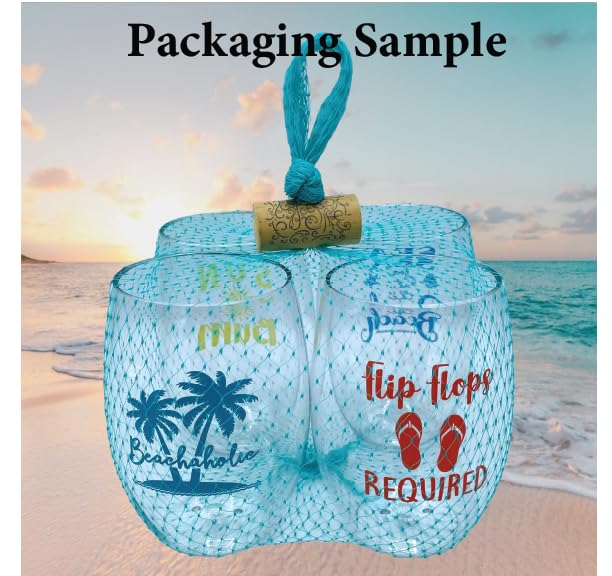 Set of 4 Shatterproof Designer 16 oz Plastic Wine Glasses MADE in the USA (CHRISTMAS)