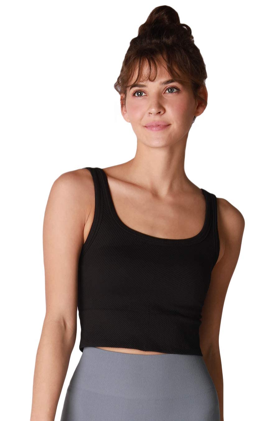 NIKIBIKI Women Seamless Chevron Ribbed Crop Top, Made in U.S.A, One Size