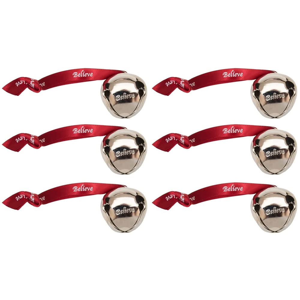 Bevin Bells Believe Sleigh Bells Ornament (3-Pack) | 1.5" Made of Steel | Hanging Bells with a Red Satin Believe Ribbon | Great Tone | Xmas Gift or Stocking Stuffer | Made in The USA