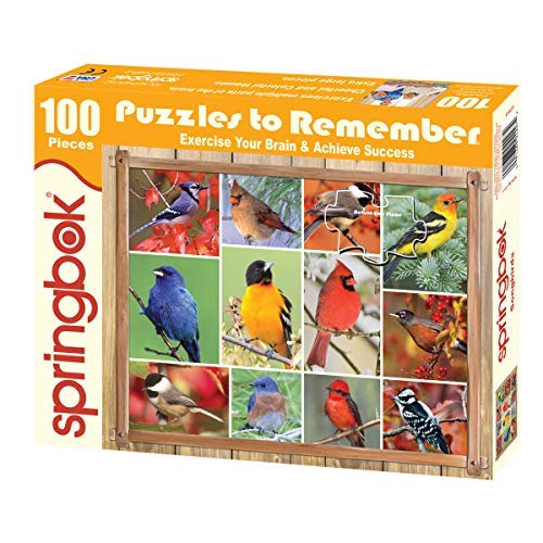 Springbok Puzzle to Remember - Alzheimer & Dementia Activity -100 Piece Jigsaw Puzzle Songbirds - Made in USA
