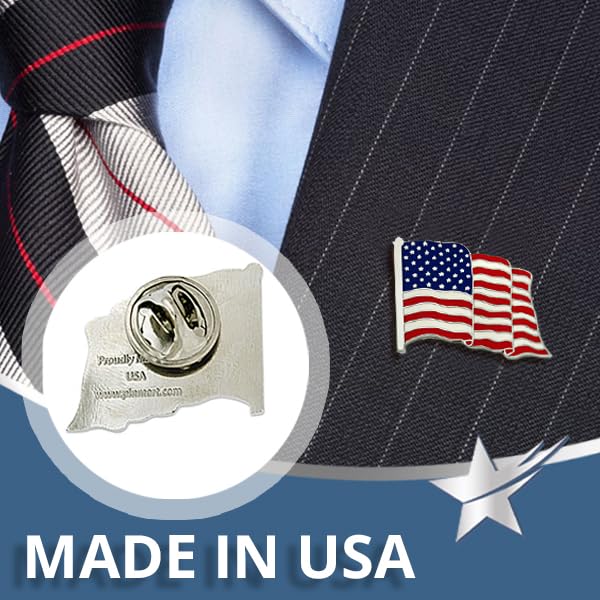 PinMart's 2 Pack Made in the USA American Flag Enamel Lapel Pins