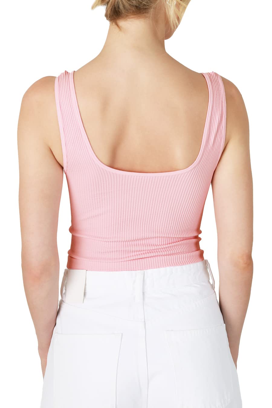 NIKIBIKI Women Seamless Reversible Ribbed Crop Top, Made in U.S.A, One Size