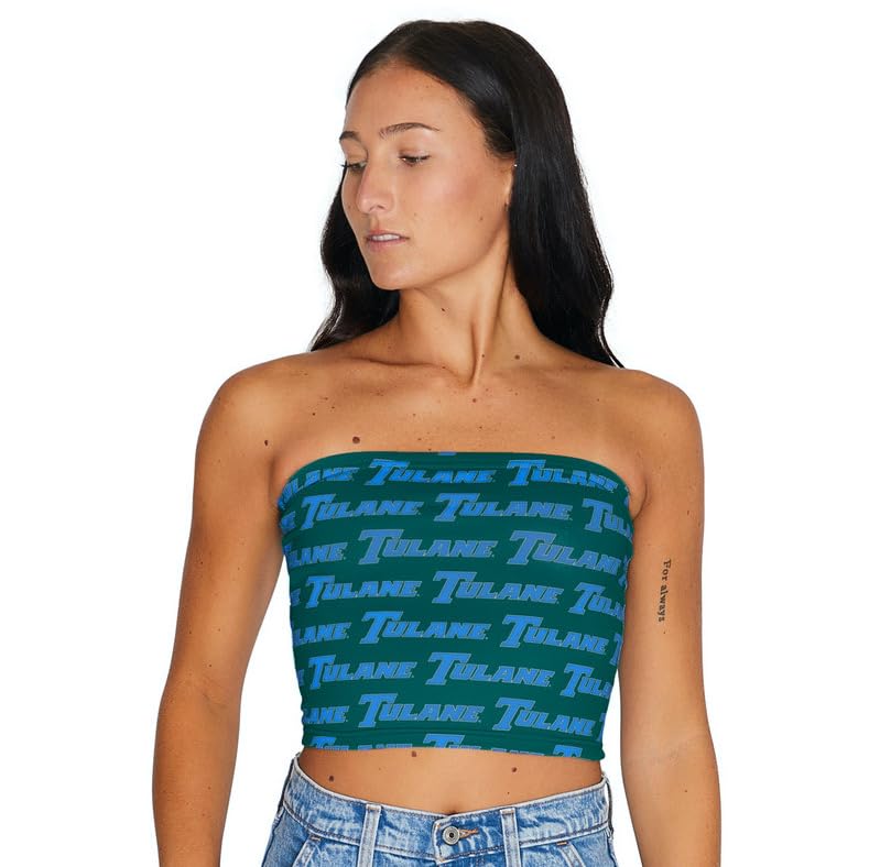 Lojobands Women's Tailgate Outfit College Tube Top Logo All Over Tank Top Crop Made in USA One Size Fits Most
