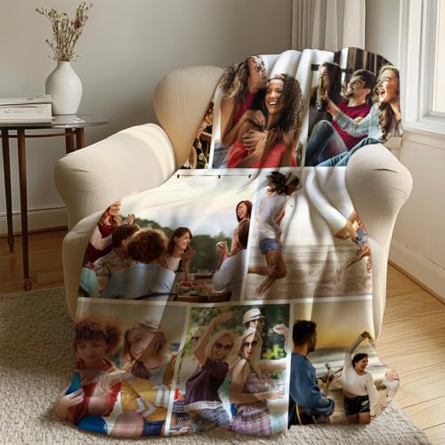 Ships Next Day,Custom Blanket with Picture Made in USA,Personalized Photo Blanket for Family Anniversary Christmas Birthday Halloween Valentines