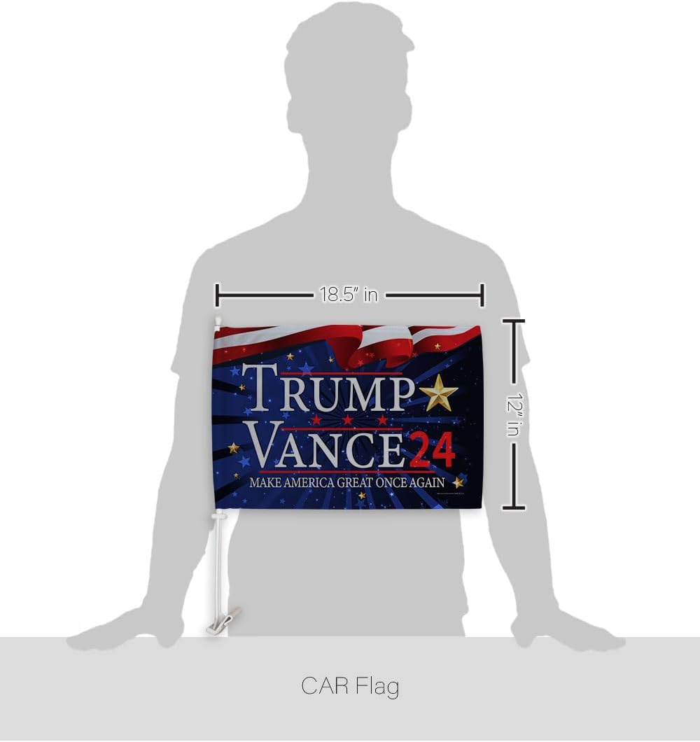 Trump Vance 2024 Flag Flag For Car Red Bandera Para Carros Window Clip Pole Mount Kit Rally Shooting 2024 Poster President 47 Auto Decor MAGA Sign Outdoor Decorations Republican Gift Made In USA