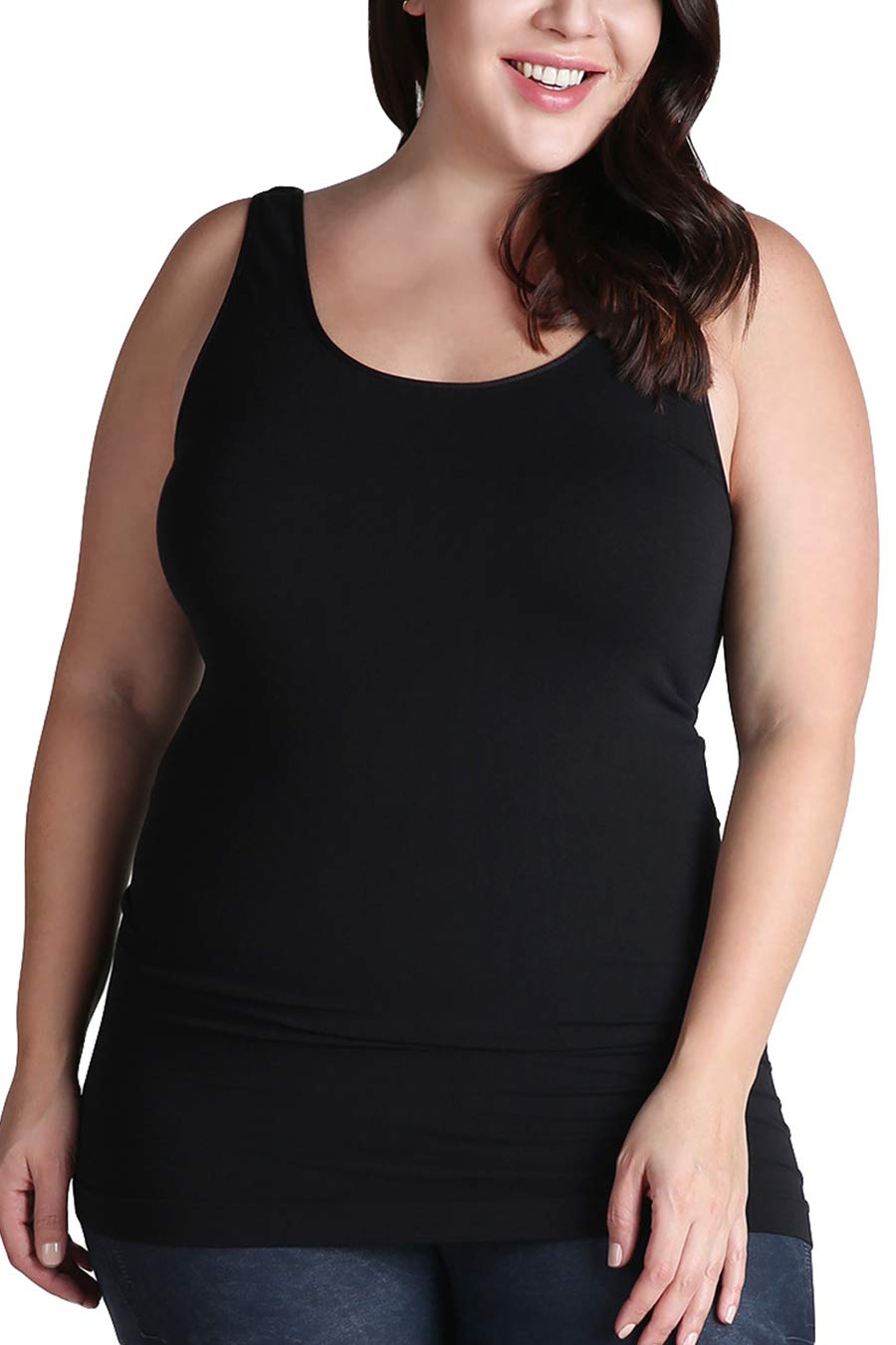 NIKIBIKI Women Seamless Premium Classic Tank Top, Made in U.S.A, Plus Size