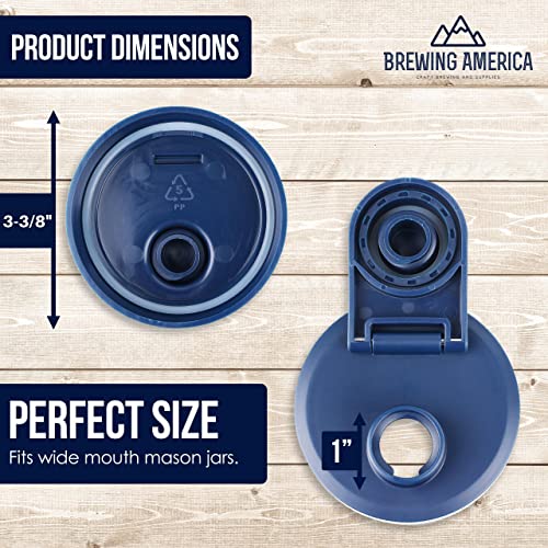 Brewing America Mason Jar Cold Brew Coffee Maker Infuser: Made in USA Wide Mouth Mason Jar with Screw Top Pour and Drinking Lid, Stainless Steel Filter - Coffee, Tea, Alcohol - 2 Quart 64 oz Blue Lid