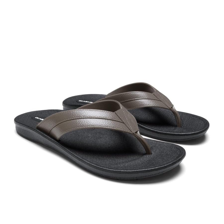 OKABASHI Men's Voyager Flip Flop | Scultped Footbed w/Nonslip Grip | Slip Resistent & Waterproof | Sustainably Made in the USA