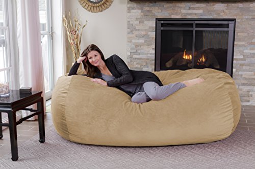 Chill Sack Memory Foam Bean Bag Lounger, 7.5-Feet, Red Furry