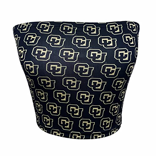 Lojobands Women's Tailgate Outfit College Tube Top Logo All Over Tank Top Crop Made in USA One Size Fits Most