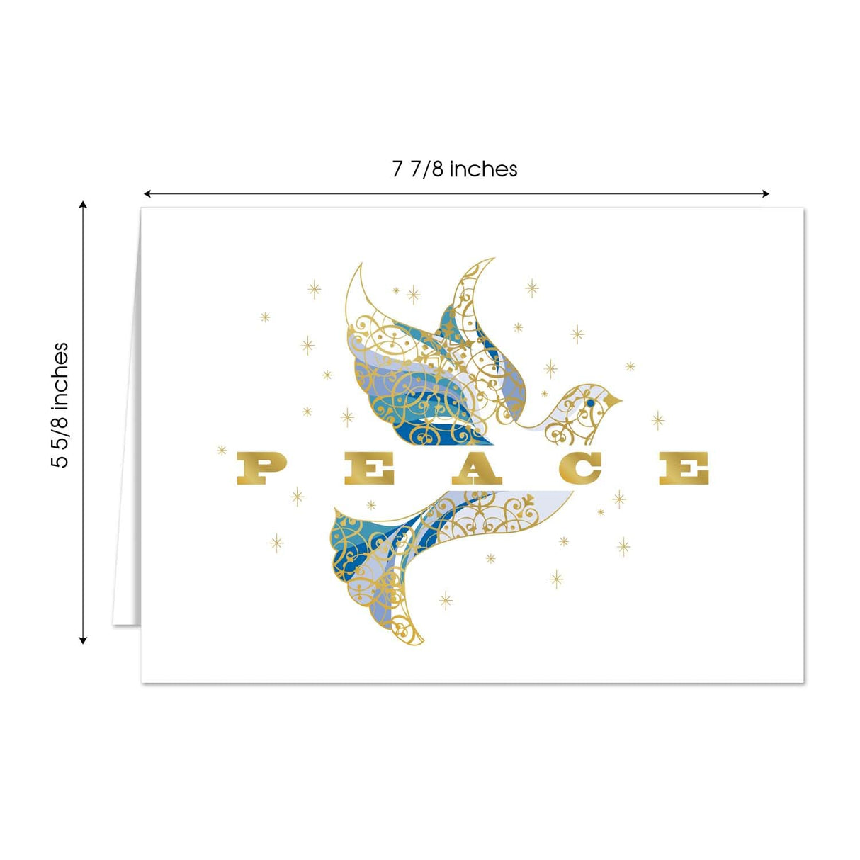 Masterpiece Sparkling Santa Christmas Cards / 16 Festive Holiday Cards Set With White Envelopes / 5 5/8" x 7 7/8" Winter Gold Foil Greeting Cards With Inside Verse/Made In The USA