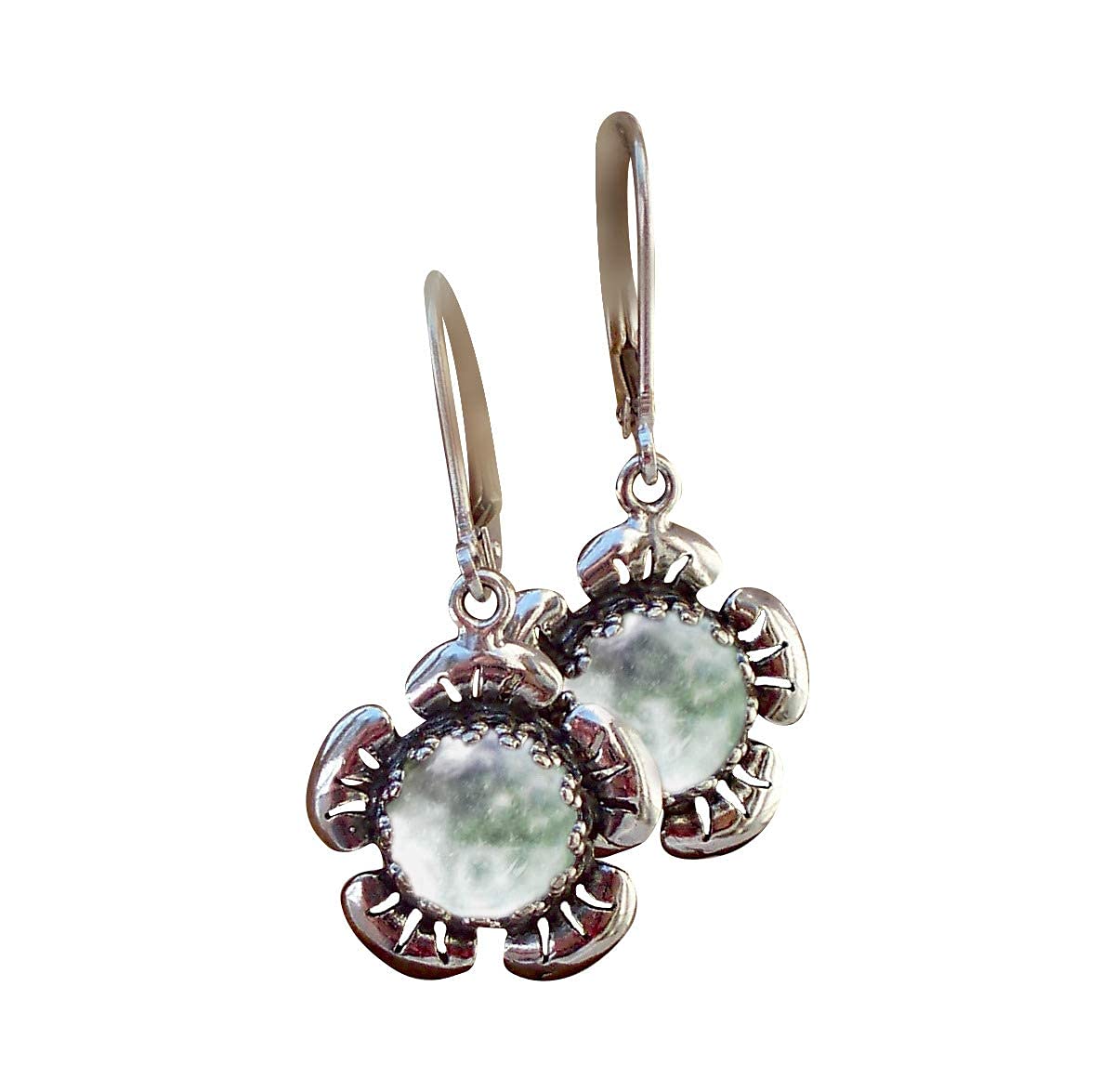Bottled Up Designs Handmade Bloom Once More Earrings, Recycled Vintage Glass, Sterling Silver, Eco Friendly, Made in USA, Birthday Gifts, Mothers Day, Women, Anniversary (Olive Wine Bottle)