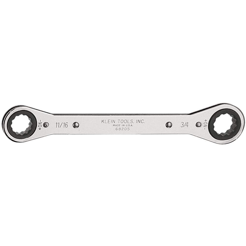 Klein Tools 68200 Ratcheting Box Wrench, Made in USA, 1/4-Inch x 5/16-Inch with Reverse Ratcheting and Chrome Plated Finish