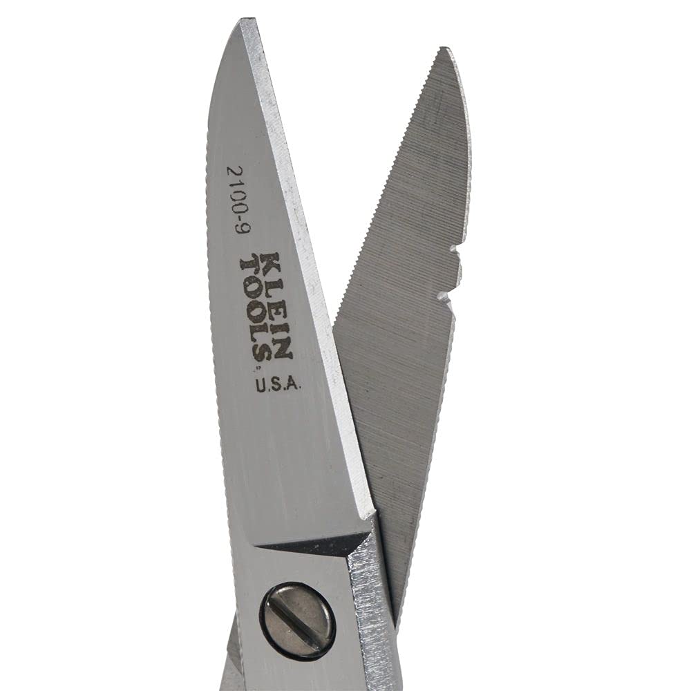 Klein Tools 2100-9 Stainless Steel Electrician's Scissors with Stripping Notches, 5-1/4-Inch, Made in USA