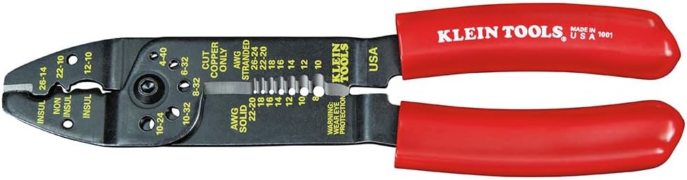 Klein Tools 1001 Multi Tool, Made in USA, Wire Stripper, Wire Cutters, Crimper Tool for 8-22 AWG, Multi-Purpose Electrician Tool is 8.5-Inch Long