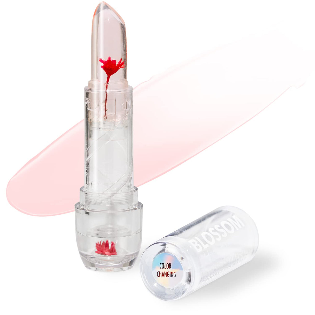 Blossom Moisturizing pH Color Changing Shimmering Lip Balm Sparkle Lip Stain Tint, Infused with Real Flowers, 3g, Electric Pink