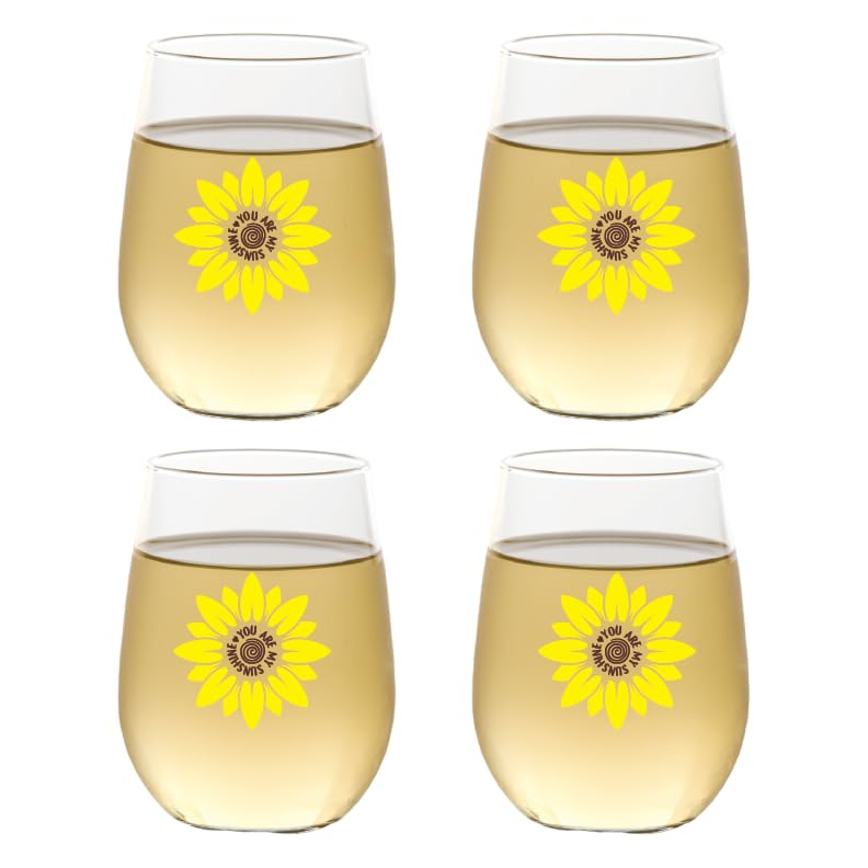 Set of 4 Shatterproof Designer 16 oz Plastic Wine Glasses MADE in the USA (CHRISTMAS)