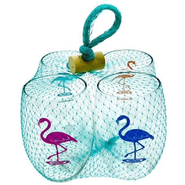 Set of 4 Shatterproof Designer 16 oz Plastic Wine Glasses MADE in the USA (CHRISTMAS)