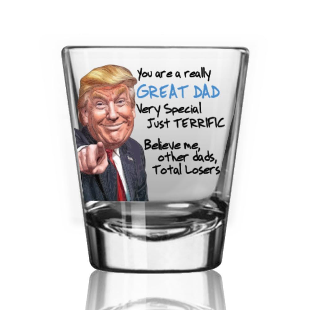 Funny Novelty Glass for Dad - Donald Trump Father's Day Beer, Whiskey, or Can Glass Gift, Funny Fatherโs Day Gift for Husband, Father, or Stepfather - Trump Stuff Maga Merch (101-15193-D, PINT)