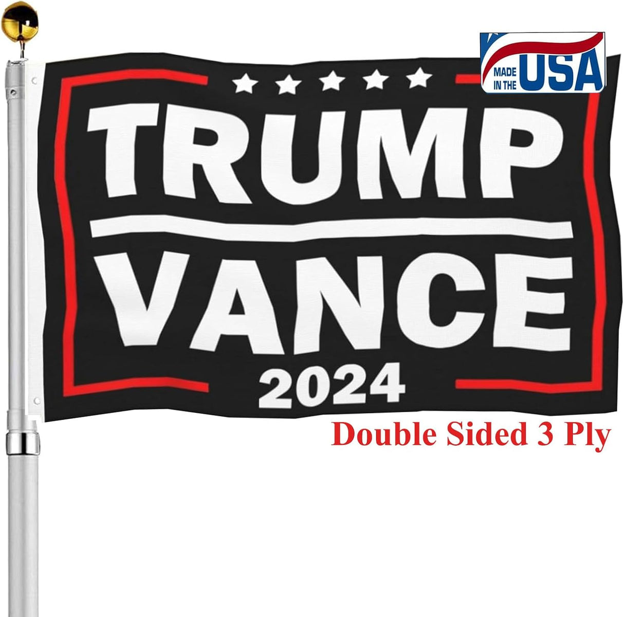 Trump Vance 2024 Flags 3x5 Outdoor Double Sided- Donald Trump Flags Made In USA 3 Ply Heavy Duty with 2 Brass Grommets for Outside Oudoor