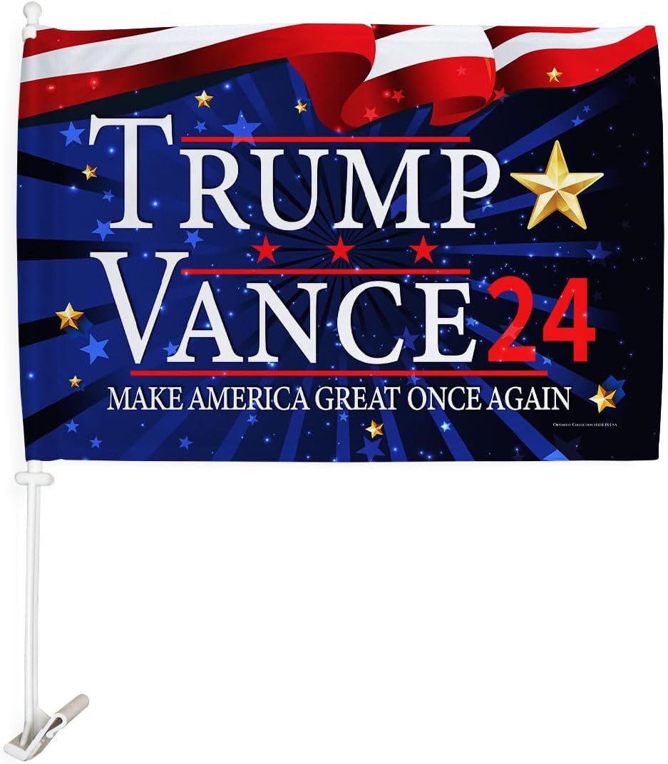 Trump Vance 2024 Flag Flag For Car Red Bandera Para Carros Window Clip Pole Mount Kit Rally Shooting 2024 Poster President 47 Auto Decor MAGA Sign Outdoor Decorations Republican Gift Made In USA
