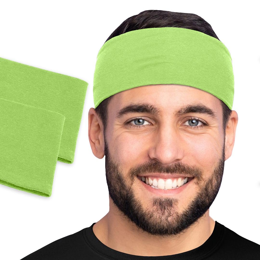 Men's Cotton Headbands Sweatbands 3" Wide Sports Fitness Yoga Fashion Made in USA